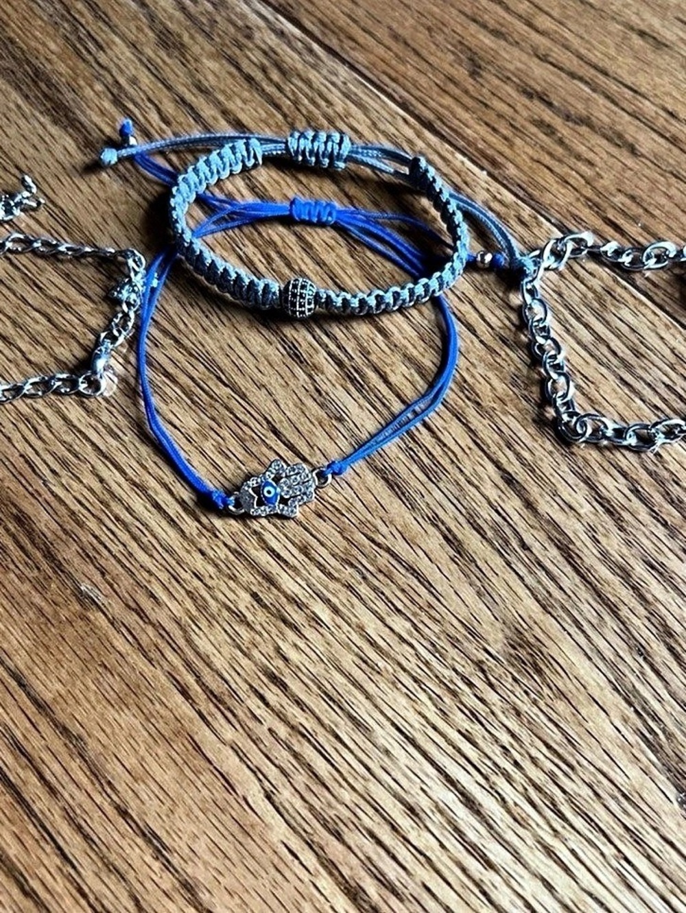 Silver & Blue Charm Bracelet Set of 4 Like New
